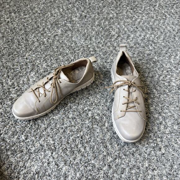 Born Women Naja Oxford Shoe Size 8 Taupe Brown Leather Comfort Sneakers Walking - Picture 3 of 10